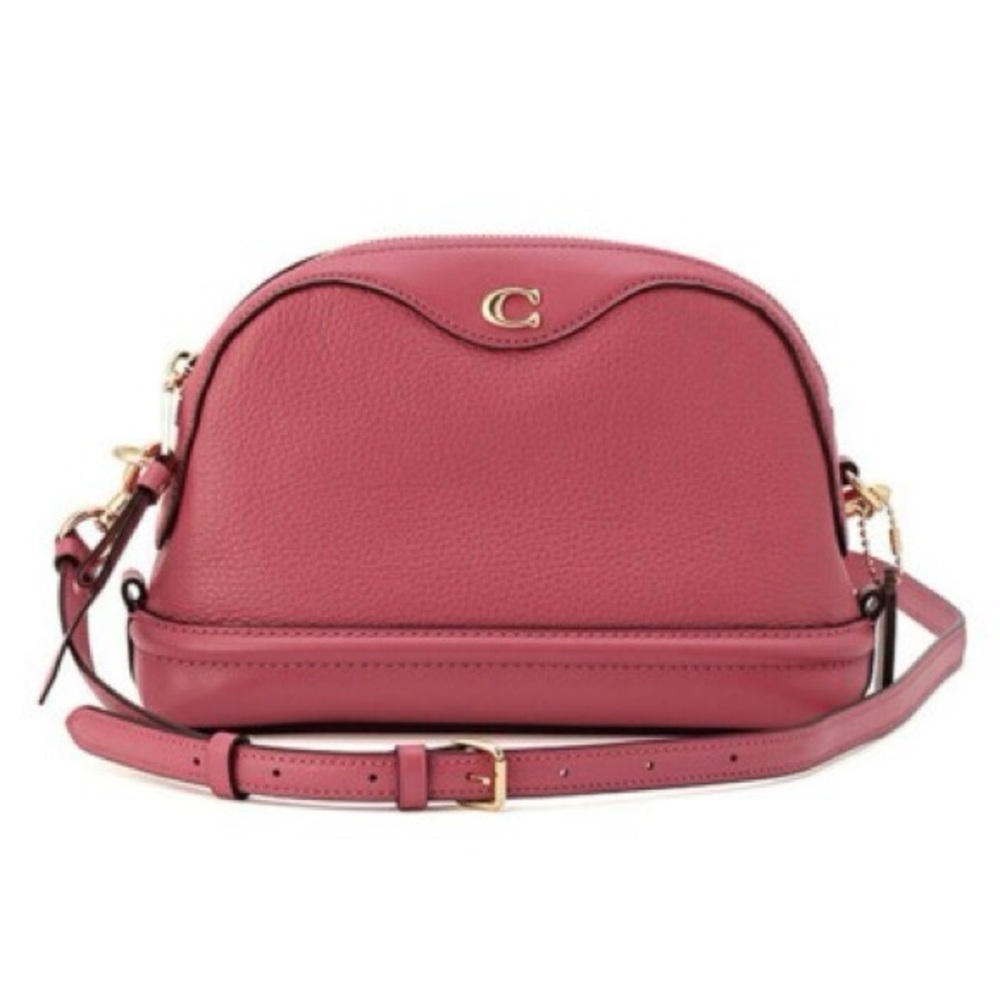 COACH NWOT Rose Pink Pebble Leather Dome Crossbody Bag Gold Hardware